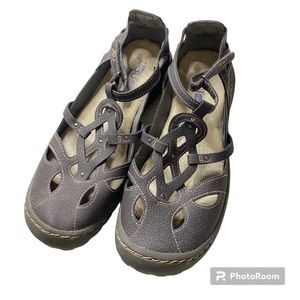 JBU Jambu Gray Leather Strappy Mary Jane Comfort Shoes Size 8.5